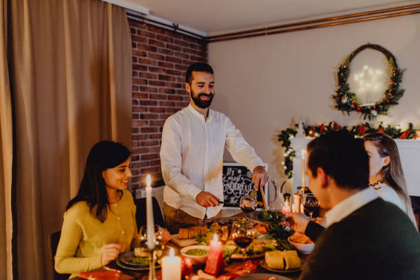 istock New year dinner at home with friends 1353097748