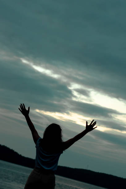 istock Silence and freedom salute at sunset 1353098169