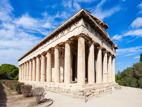 The Temple of Hephaestus or Hephaisteion also Hephesteum is a well-preserved dorian greek temple, located at the north-west side of the Agora of Athens, Greece.