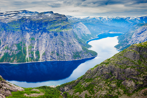 Trolltunga or Troll Tongue is a rock formation at the Hardangerfjord near Odda town in Hordaland, Norway