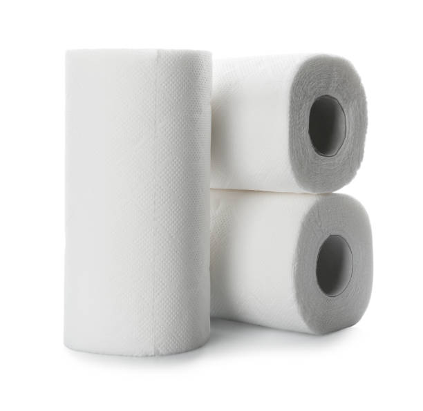 istock Rolls of paper tissues on white background 1353100480