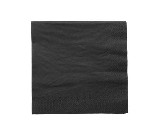 tecido de papel limpo preto isolado em branco, vista superior - napkin - fotografias e filmes do acervo