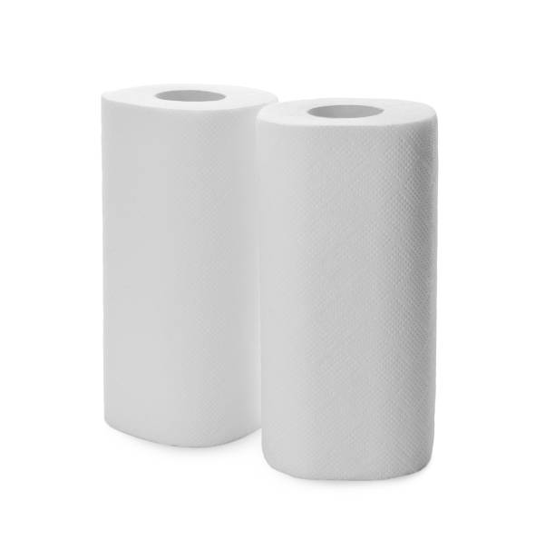 istock Rolls of paper tissues on white background 1353100706