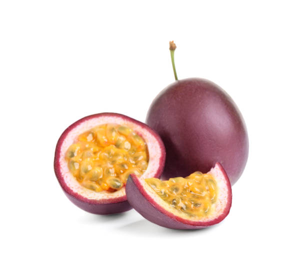 istock Fresh ripe passion fruits (maracuyas) isolated on white 1353101482