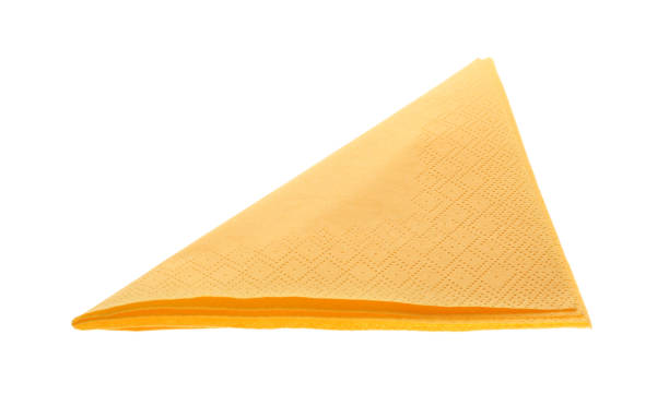 istock Folded yellow clean paper tissue isolated on white 1353101506