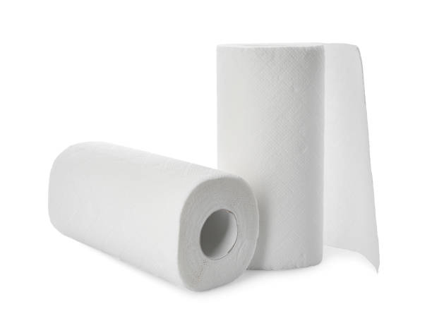 istock Rolls of paper tissues on white background 1353101683