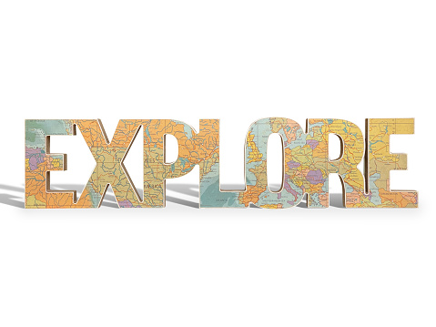 “explore” sign on white background