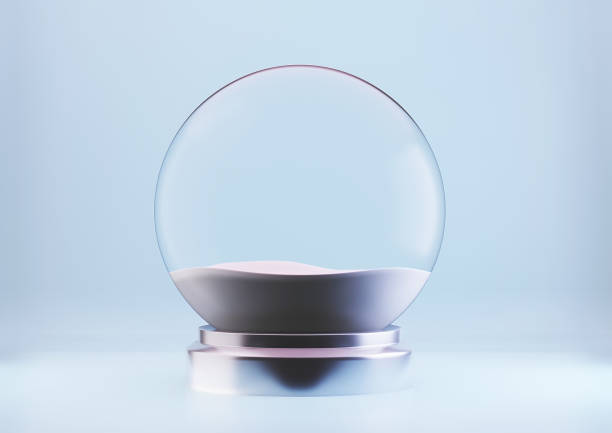 A souvenir Empty Transparent Snow Globe with snow cover, 3d render