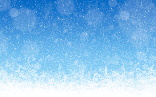 Christmas backdop with snowflakes and snow on blue sky background illustration