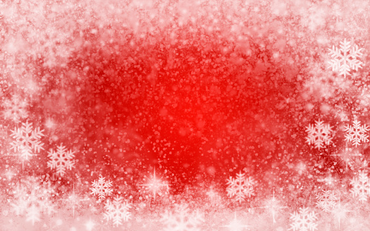 Christmas backdop with snowflakes and snow on red background illustration