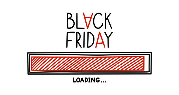 istock Black friday loading bar. Infographics design element with status of sale start. Hand drawn vector illustration 1353123895