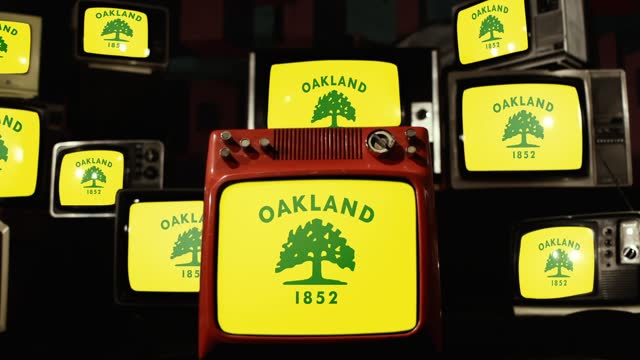 Flag of Oakland, California, and Vintage Televisions.