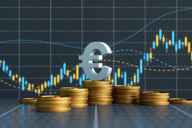 istock Euro Symbol With Financial Graphic Elements Over Dark Background 1353134158