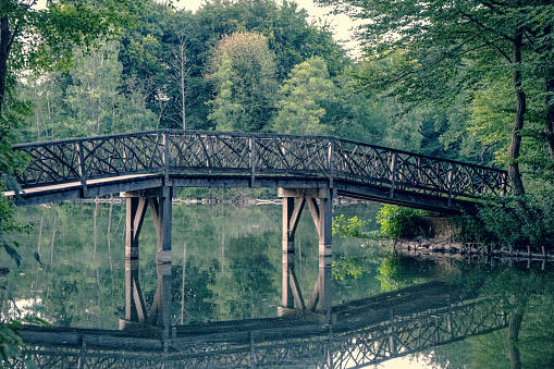 A bridge over a lake for visitors.