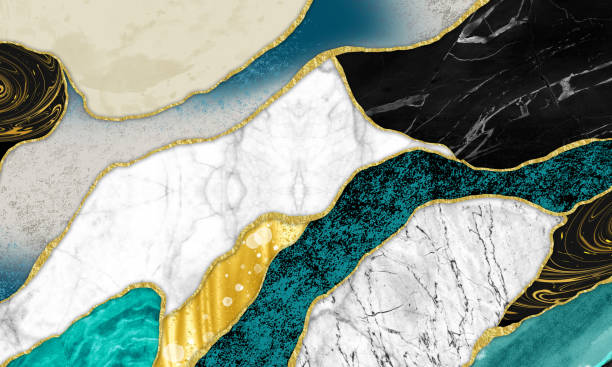 istock 3d abstract marble  wallpaper for wall frame .Resin geode and abstract art, functional art, like watercolor geode painting. golden, blue, turquoise, black, gray, white and gray background 1353136103