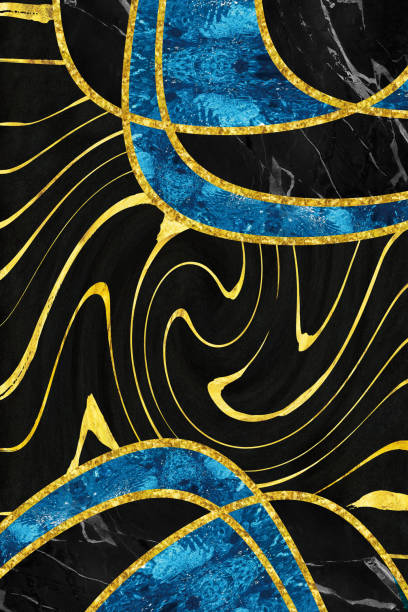 istock 3d abstract marble  wallpaper for wall frame .Resin geode and abstract art, functional art, like watercolor geode painting. golden, blue, turquoise, black, gray, white and gray background 1353140672