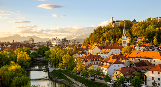 Cityscape of the Slovenian capital Ljubljana.
