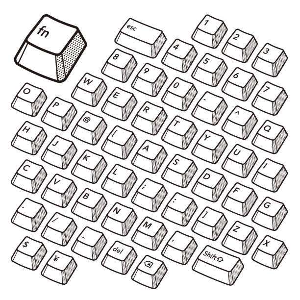 ilustraciones, imágenes clip art, dibujos animados e iconos de stock de conjunto de teclas del teclado de la computadora - teclado de ordenador