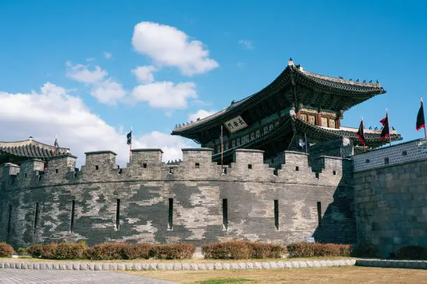 Hwaseong fortress Janganmun Gate UNESCO World Heritage in Suwon, Korea