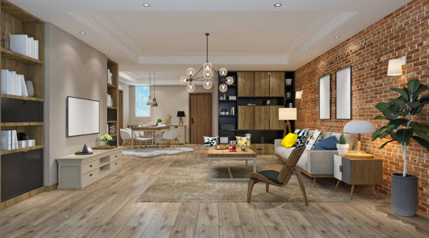 istock 3d render of modern living room 1353146998