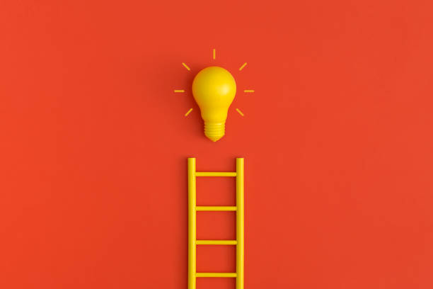 istock Ladder career path for business growth success process. Inspiration and creative idea concept. 1353152564