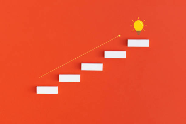 istock Ladder career path for business growth success process. Inspiration and creative idea concept. 1353152836