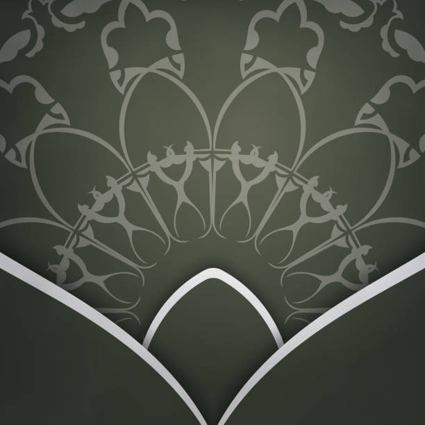 istock Congratulatory Brochure in dark green color with Greek white ornamentation is ready for printing. 1353159495