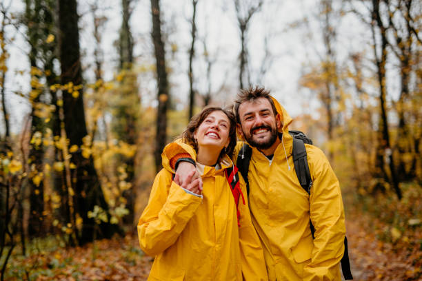 istock Cheerful walk in a beautiful autumn forest 1353163259