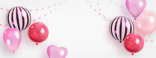 istock Vector birthday elegant greeting card or banner with realistic helium balloons 1353177074