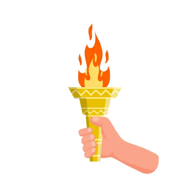 Vector illustration of Hand holding torch.