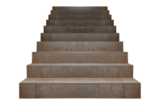 Concrete staircase isolate. Stone or tile steps on a white blank background. High quality photo