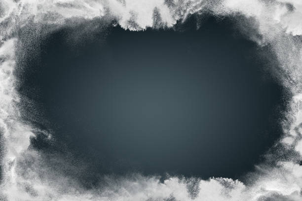 istock Abstract design of white powder snow cloud content border 1353184939