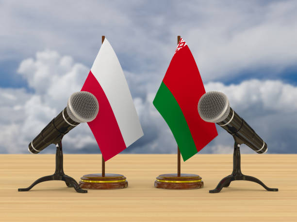 istock Relationship between Poland and Belarus. 3D illustration 1353185835