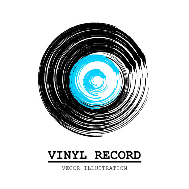 retro dysk winylowy. logo. ilustracja wektorowa. symbol muzyczny. - record turntable disc jockey pop art stock illustrations