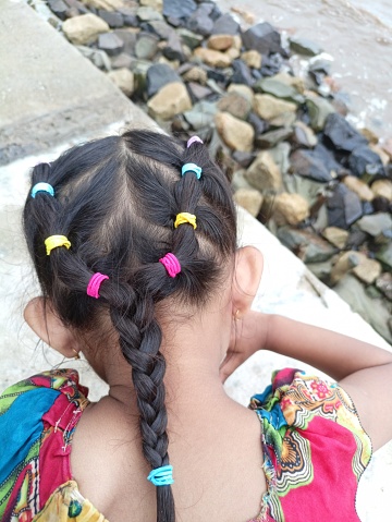 Kid hairstyles with colorful hair bands