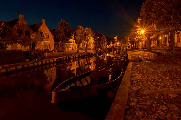 Photo of The historical city Sloten in Friesland the Netherlands by night