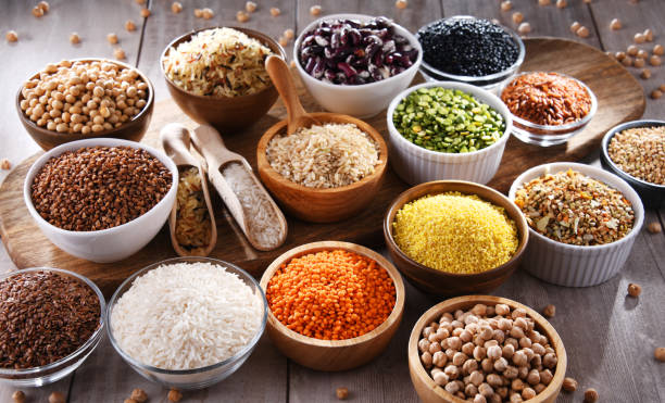 istock Composition with different kinds of dry food products 1353194773