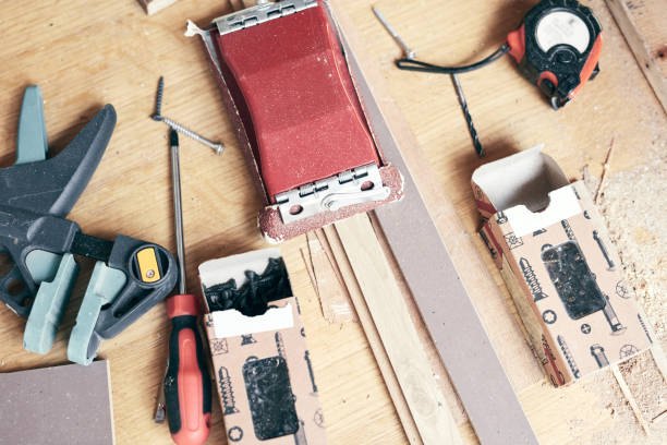 istock Handyman's miscellaneous tools for fixing furniture and various things. 1353197081