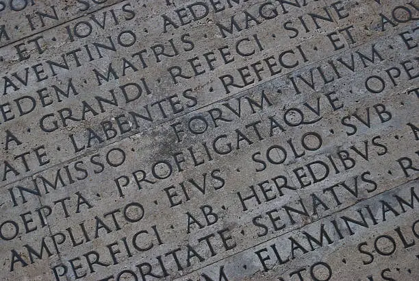 writing on the outside wall of the peace altar in Rome