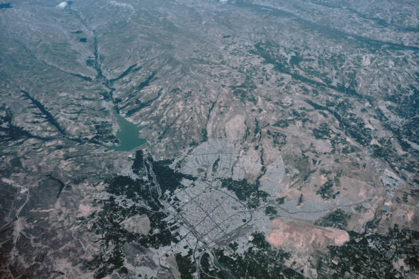 istock City map view. Middle East village airplane view 1353199887
