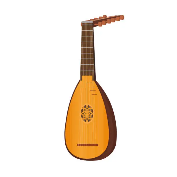 Vector illustration of Lute musical instrument isolated on white background.Vector.