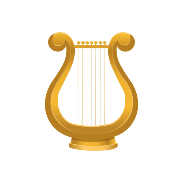 griechisches lyre-musikinstrument isoliert auf weißem hintergrund. vektor. - harfe stock-grafiken, -clipart, -cartoons und -symbole