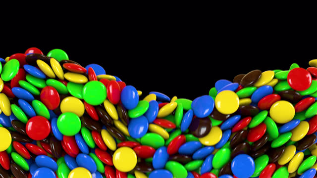 Round multicolored candies fill the container, 3d render with alpha channel