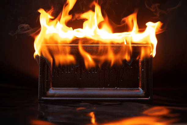 Black friday sales. paper plate or board is on fire. Hot time background. Space for text.