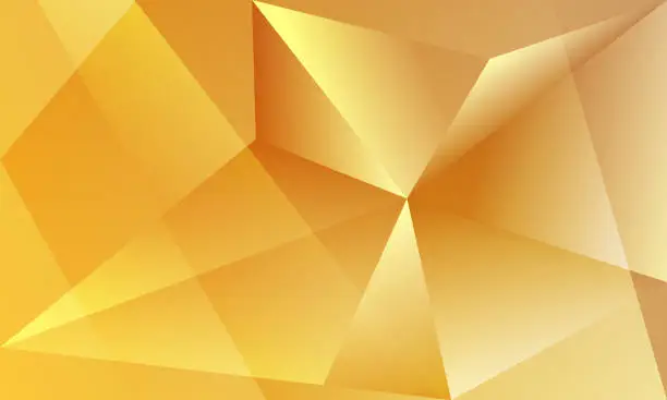 Vector illustration of Abstract golden background with triangles and gradients.