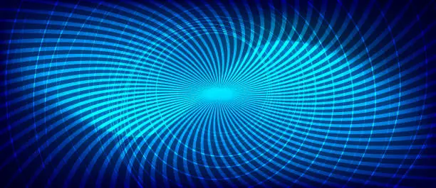 Vector illustration of abstract blue tech background with lines and spiral