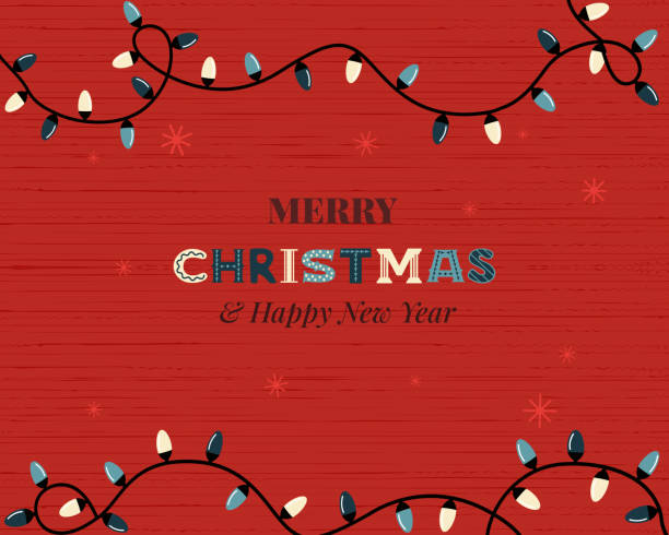 frohe weihnachten glühbirnen begrüßung banner rahmen - lichterkette stock-grafiken, -clipart, -cartoons und -symbole