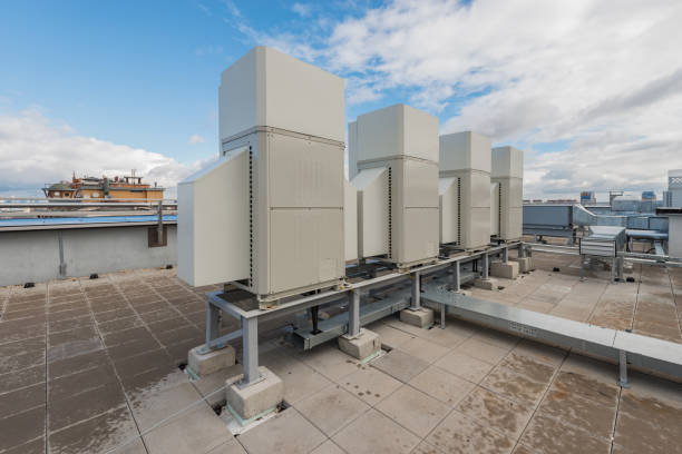 istock Air conditioning system assembled and installed on the building. 1353220057