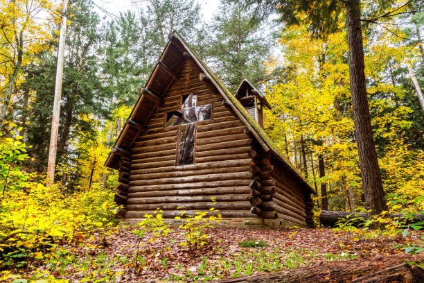 istock Chapel In The Autumn Woods 1353221999