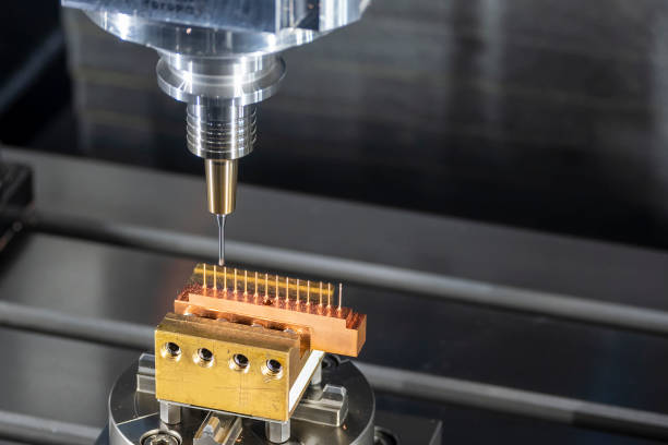 istock The CNC milling machine cutting the  electrode parts with solid ball end mill tools. 1353225113